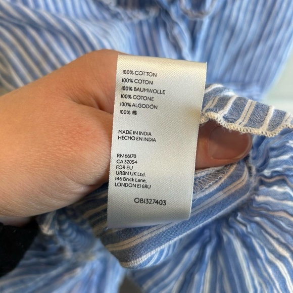 Anthropology Uli Ruffled Blouse Size XS Blue and White - Picture 6 of 9